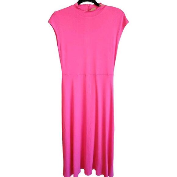 Hugo Boss Ellira Mock Neck Midi Dress Color Flamingo Size XSmall NWT - Picture 2 of 8